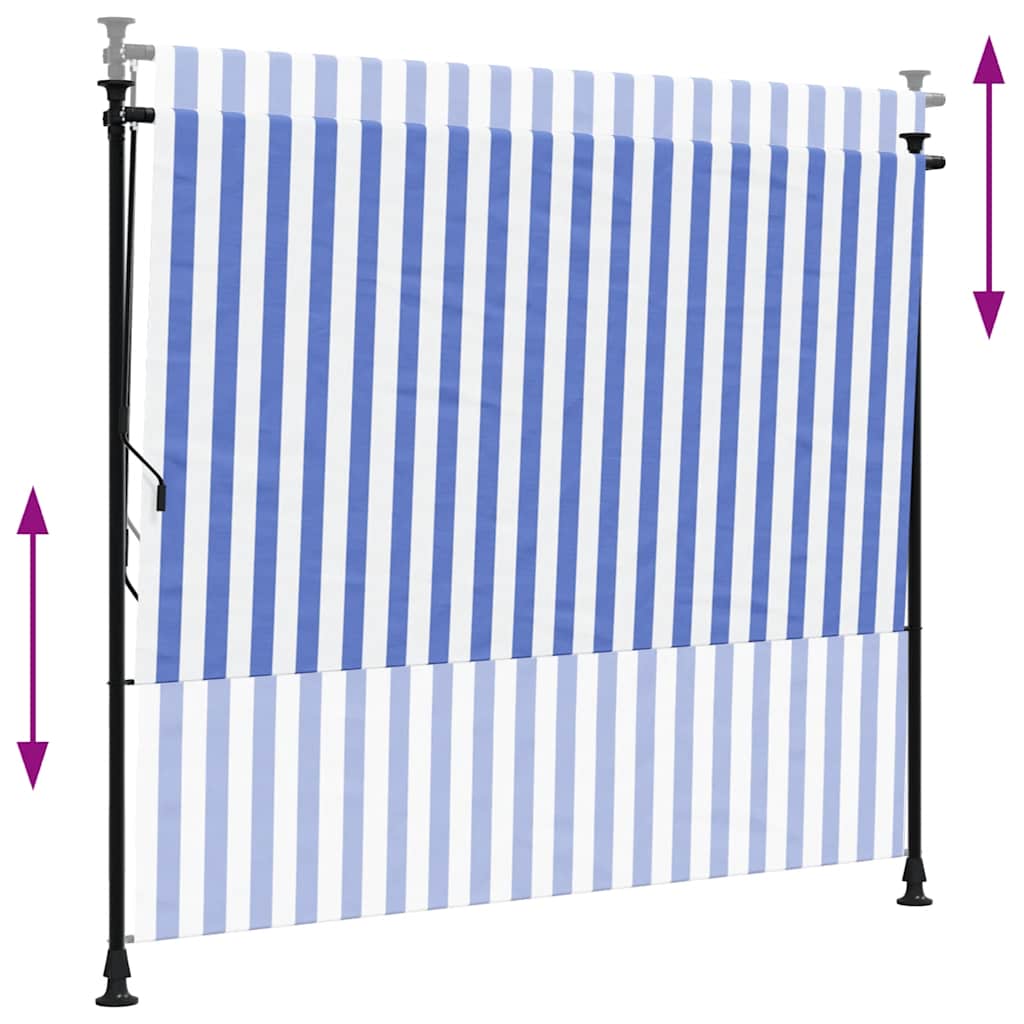 Rolgordijn voor buiten 200x270 cm stof en staal blauw en wit is nu te koop bij PeponiXL, paradijselijk wonen!