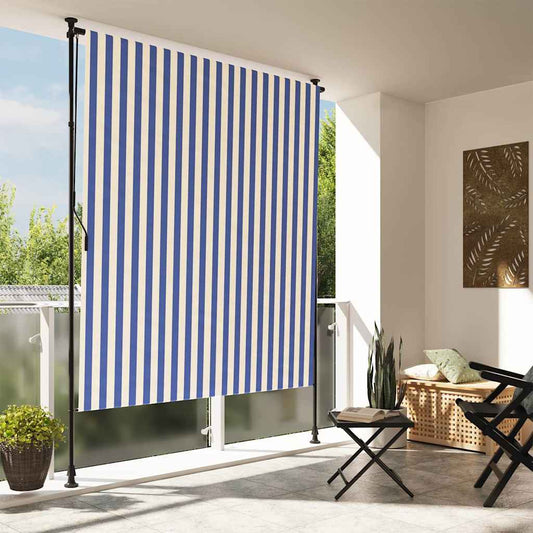 Rolgordijn voor buiten 200x270 cm stof en staal blauw en wit is nu te koop bij PeponiXL, paradijselijk wonen!