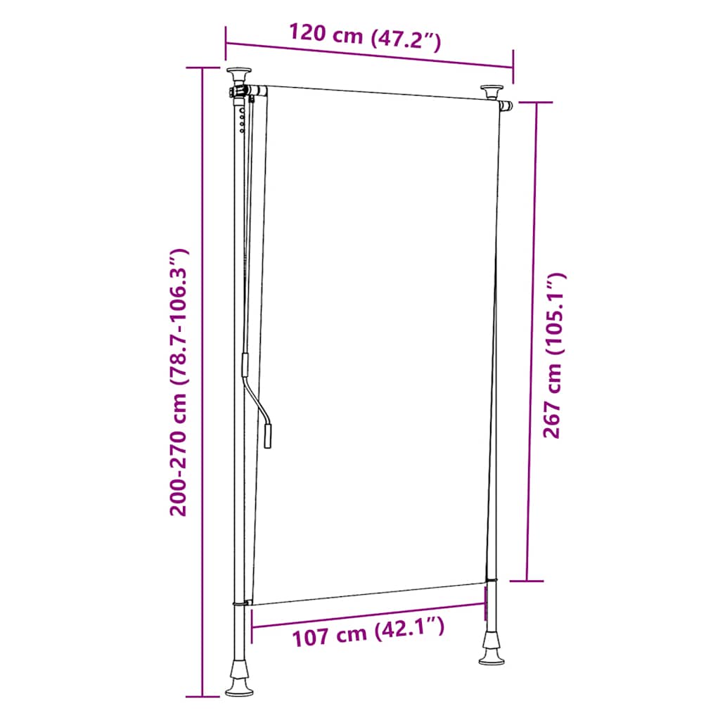 Rolgordijn voor buiten 120x270 cm stof en staal oranje en wit is nu te koop bij PeponiXL, paradijselijk wonen!