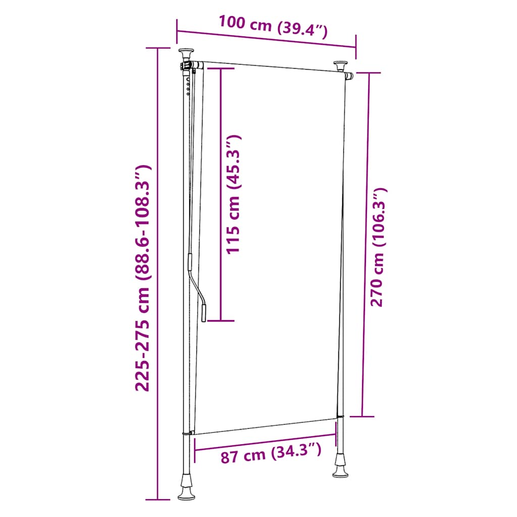 Rolgordijn voor buiten 100x270 cm stof en staal geel en wit is nu te koop bij PeponiXL, paradijselijk wonen!
