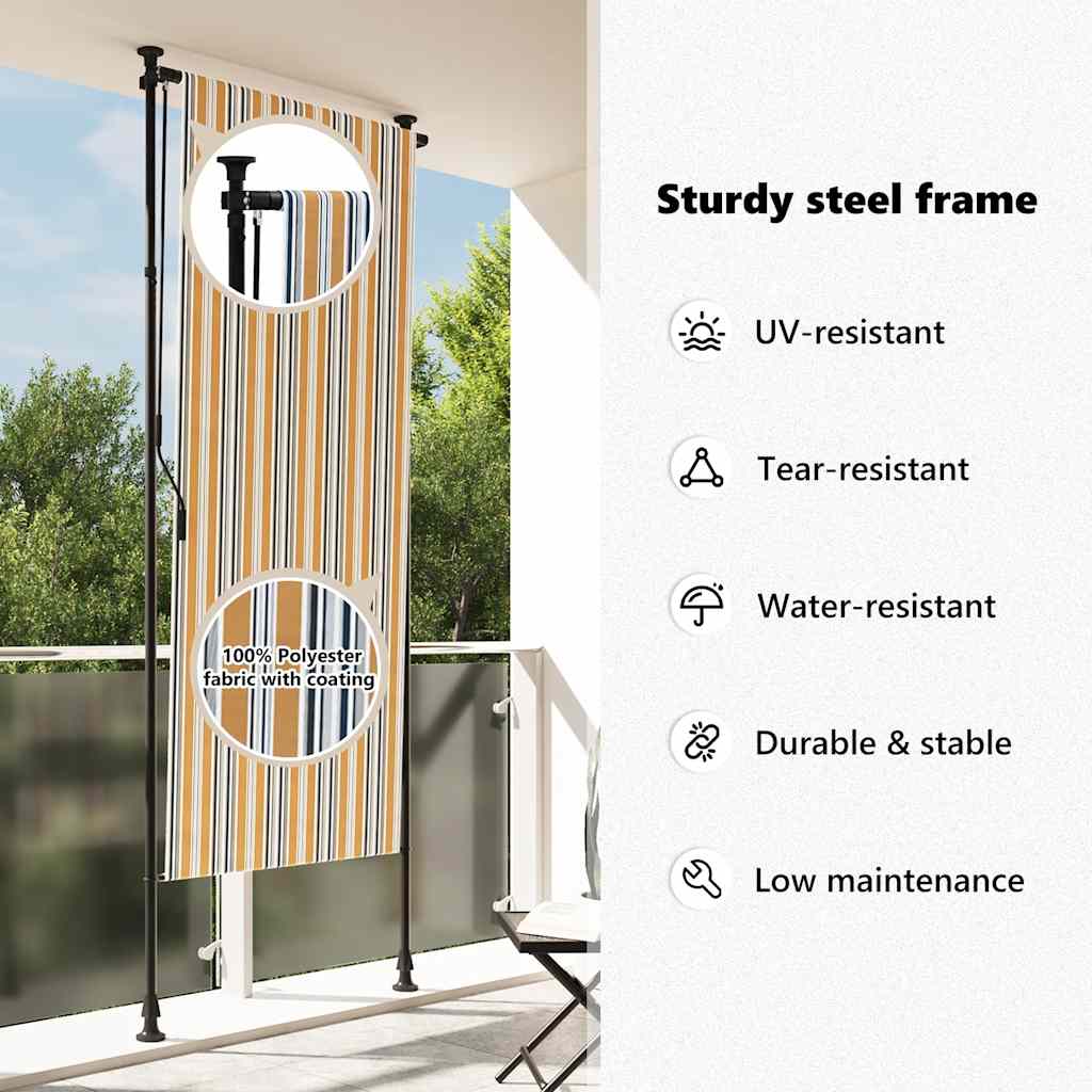 Rolgordijn voor buiten 100x270 cm stof en staal geel en wit is nu te koop bij PeponiXL, paradijselijk wonen!