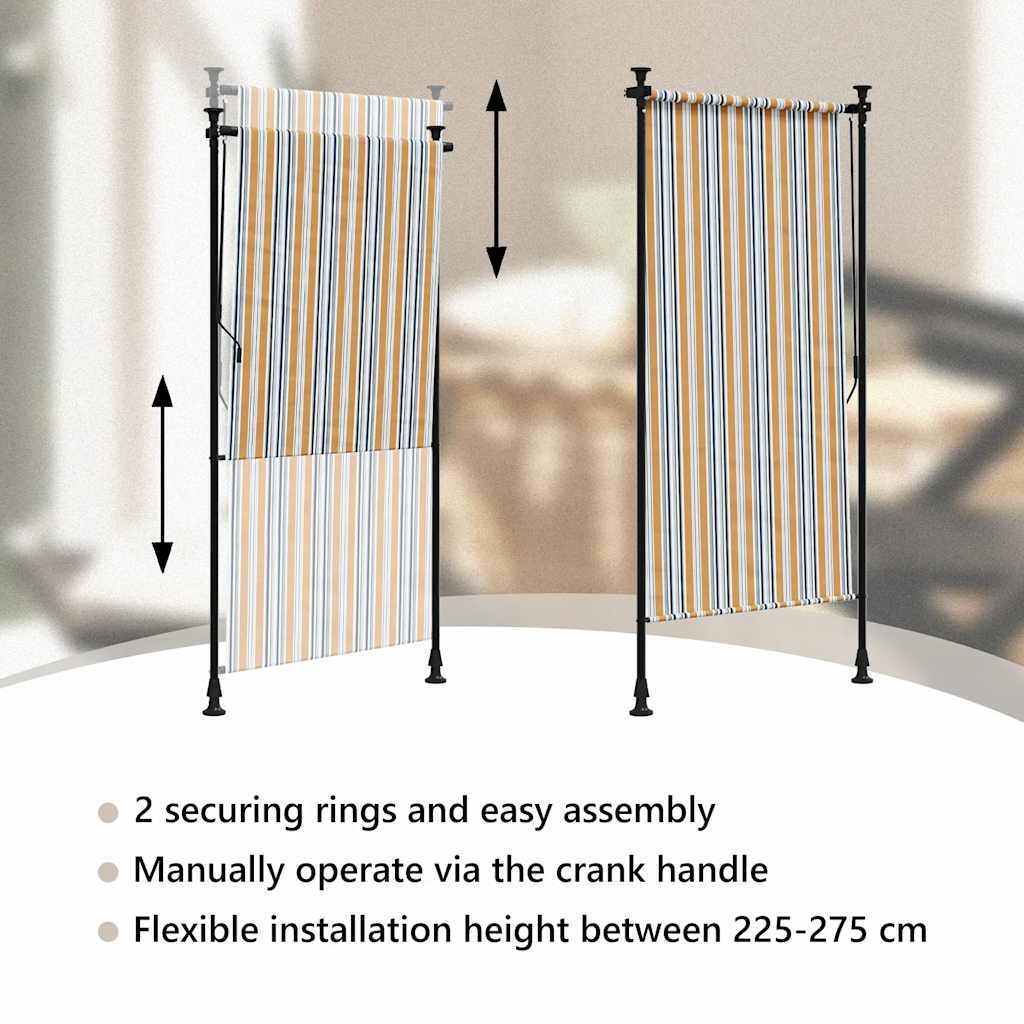 Rolgordijn voor buiten 100x270 cm stof en staal geel en wit is nu te koop bij PeponiXL, paradijselijk wonen!