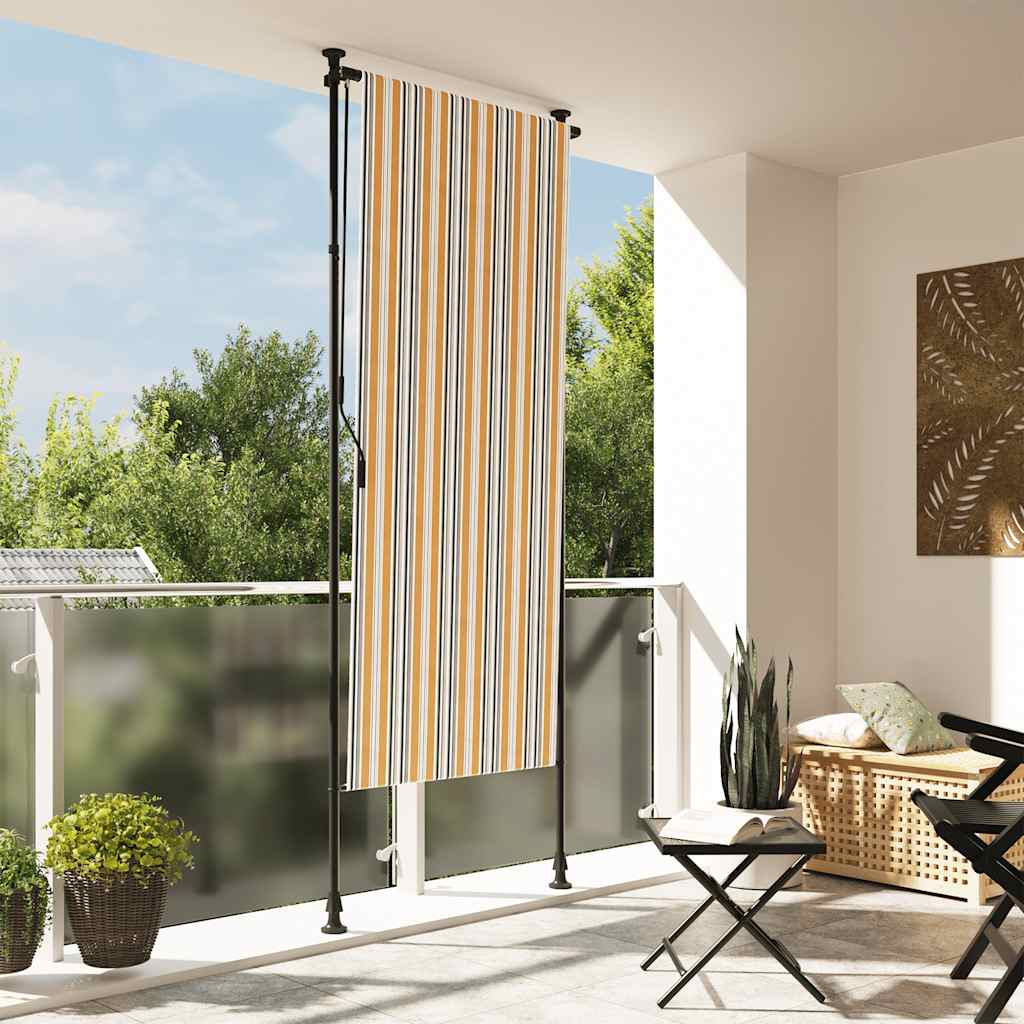 Rolgordijn voor buiten 100x270 cm stof en staal geel en wit is nu te koop bij PeponiXL, paradijselijk wonen!