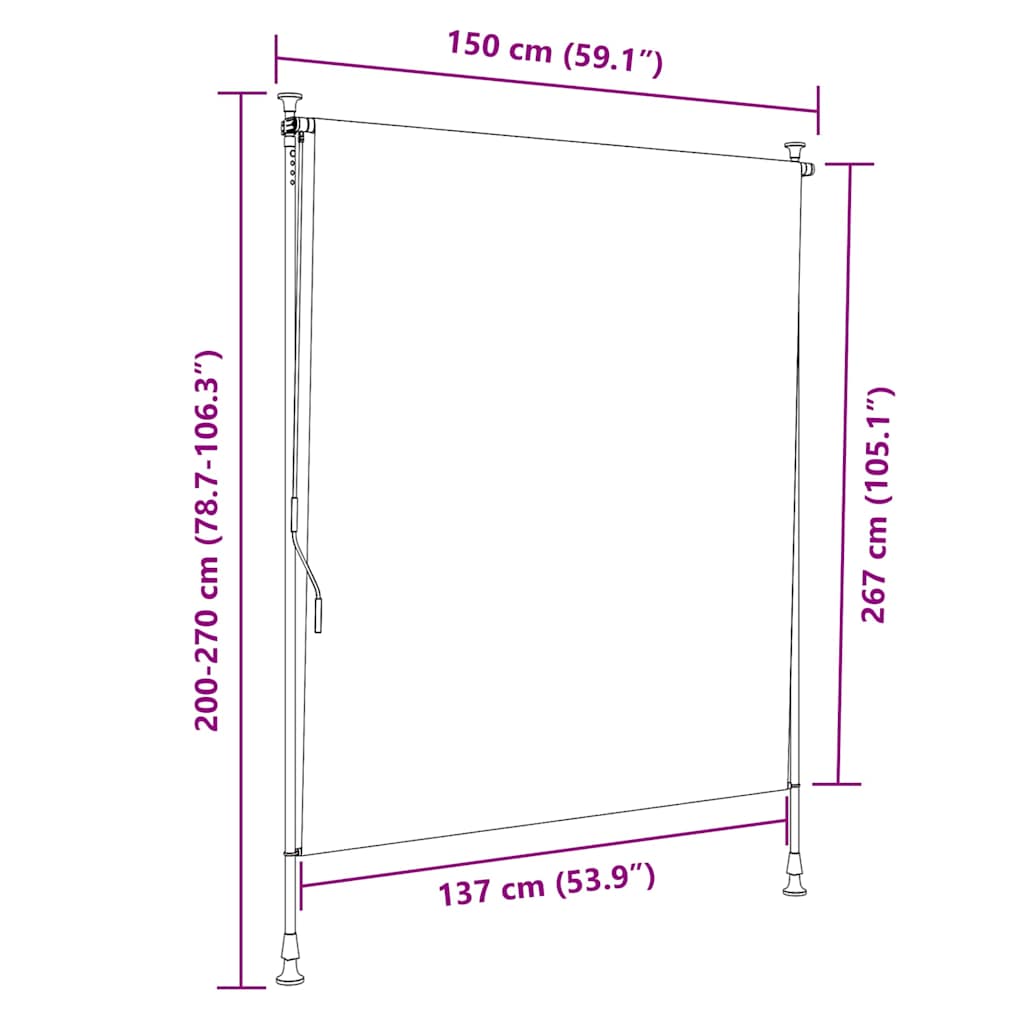 Rolgordijn voor buiten 150x270 cm stof en staal geel en wit is nu te koop bij PeponiXL, paradijselijk wonen!