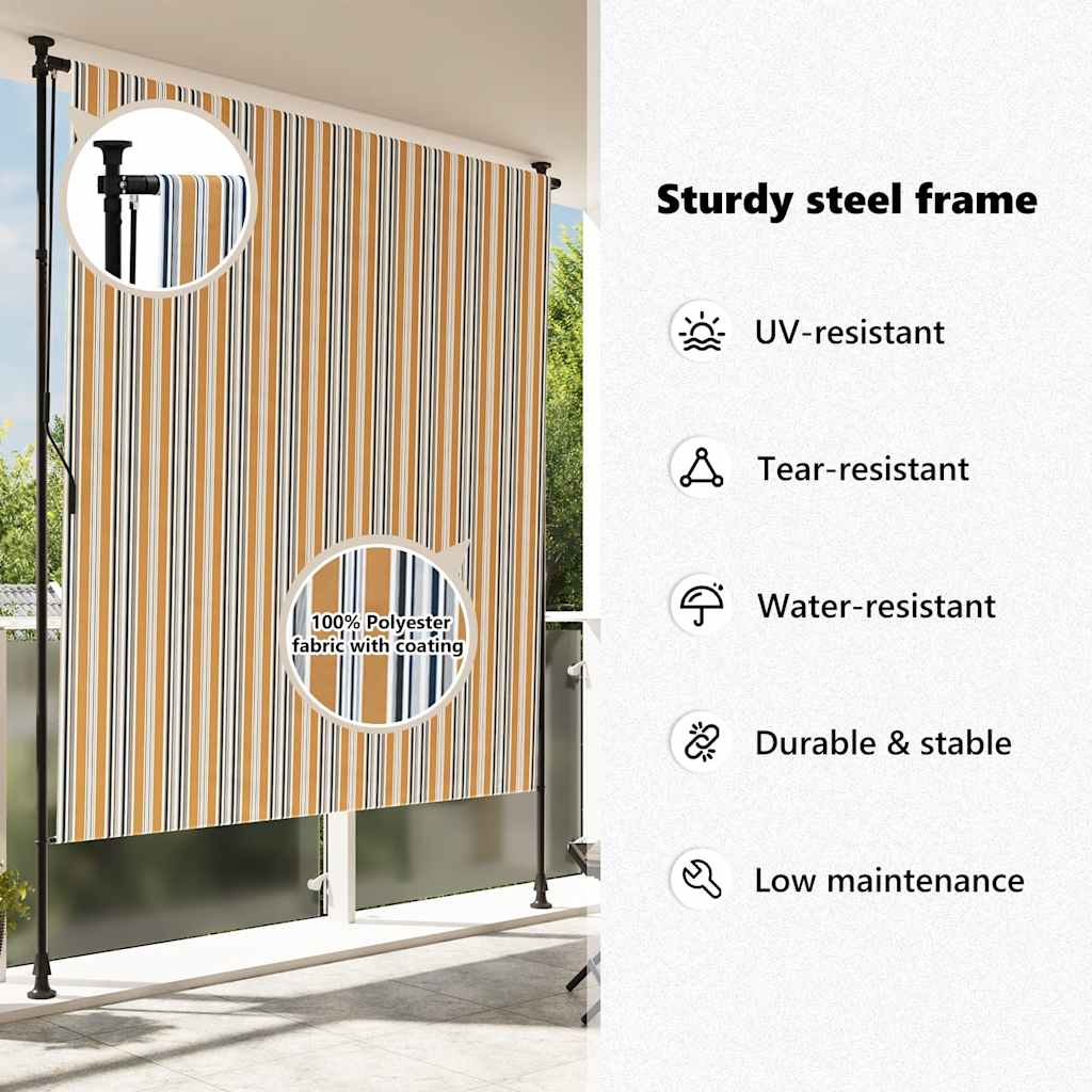 Rolgordijn voor buiten 150x270 cm stof en staal geel en wit is nu te koop bij PeponiXL, paradijselijk wonen!