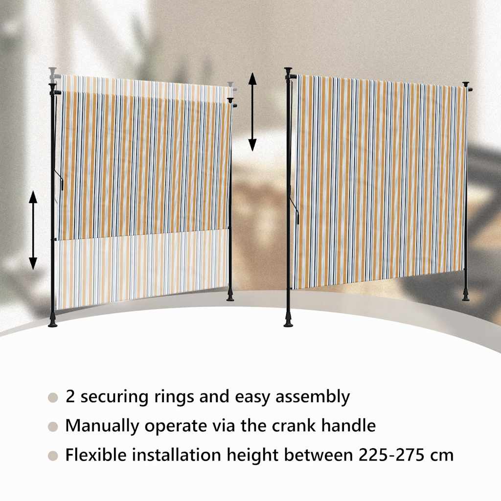 Rolgordijn voor buiten 150x270 cm stof en staal geel en wit is nu te koop bij PeponiXL, paradijselijk wonen!