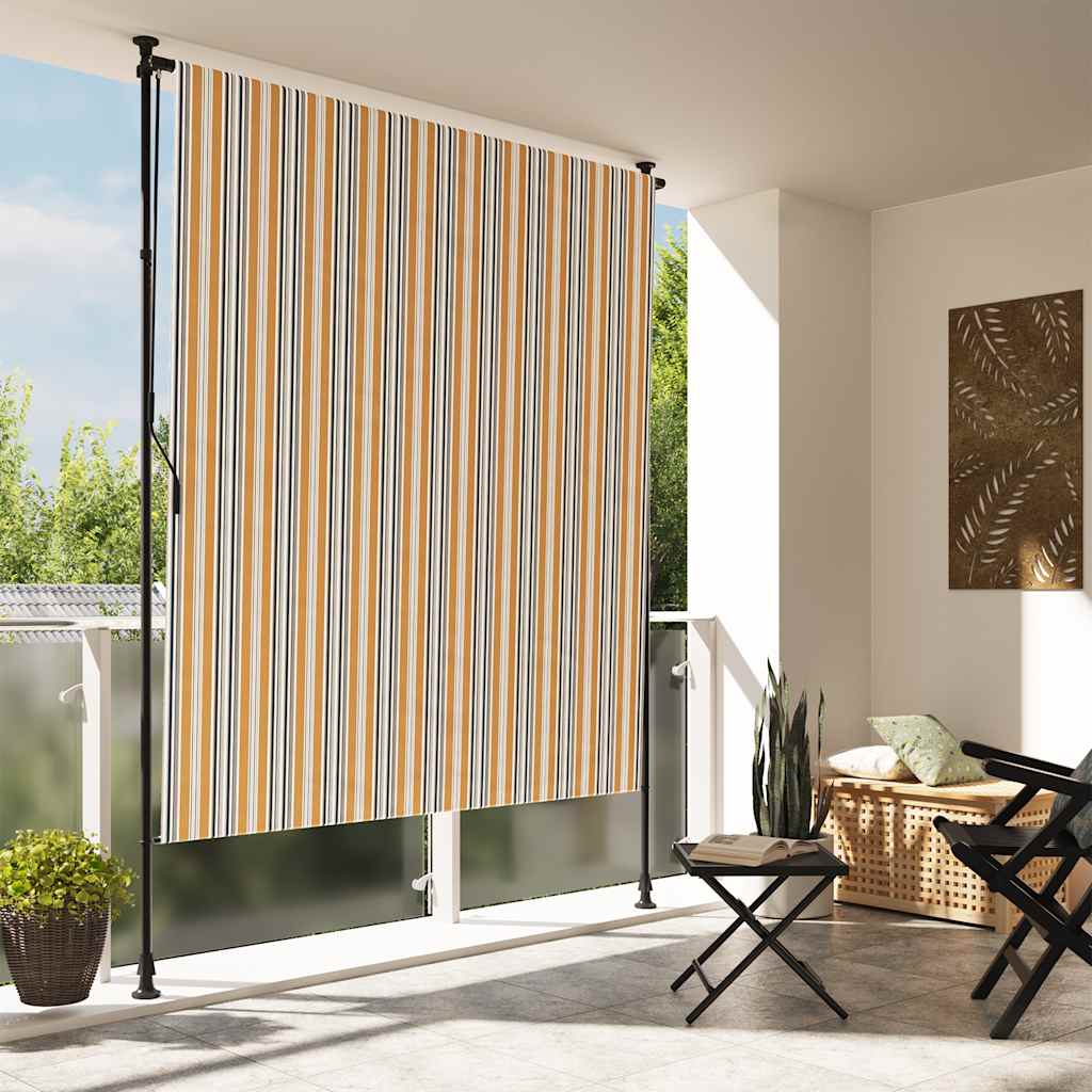 Rolgordijn voor buiten 150x270 cm stof en staal geel en wit is nu te koop bij PeponiXL, paradijselijk wonen!