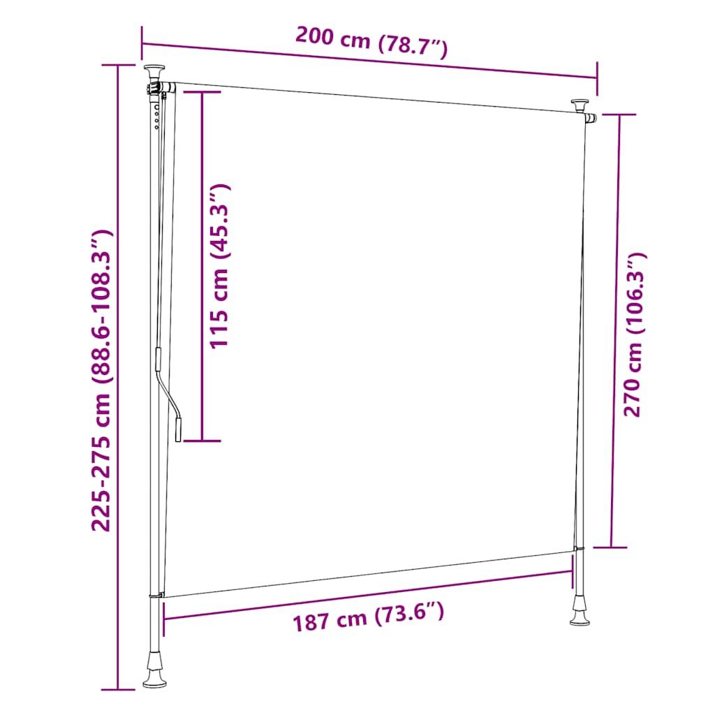 Rolgordijn voor buiten 200x270 cm stof en staal geel en wit is nu te koop bij PeponiXL, paradijselijk wonen!