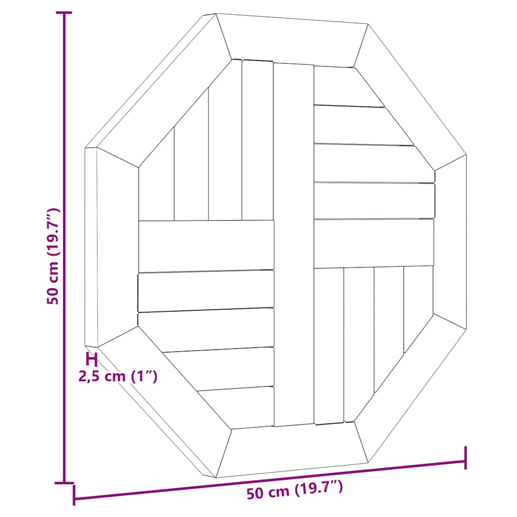 Tafelblad achthoekig 50x50x2,5 cm massief teakhout is nu te koop bij PeponiXL, paradijselijk wonen!