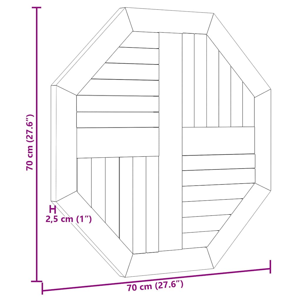 Tafelblad achthoekig 70x70x2,5 cm massief teakhout is nu te koop bij PeponiXL, paradijselijk wonen!