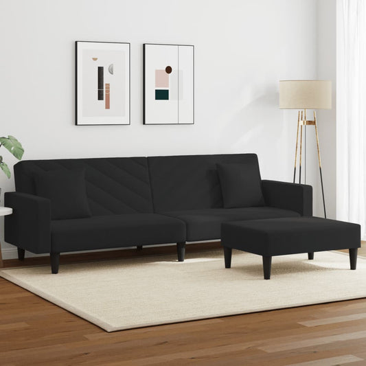 2-delige Loungeset met kussens fluweel zwart is nu te koop bij PeponiXL, paradijselijk wonen!