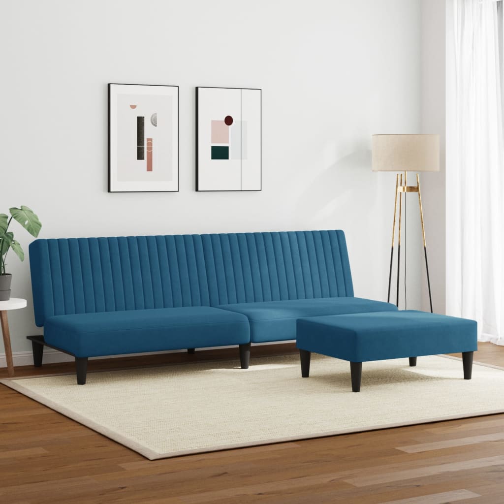 2-delige Loungeset fluweel blauw is nu te koop bij PeponiXL, paradijselijk wonen!