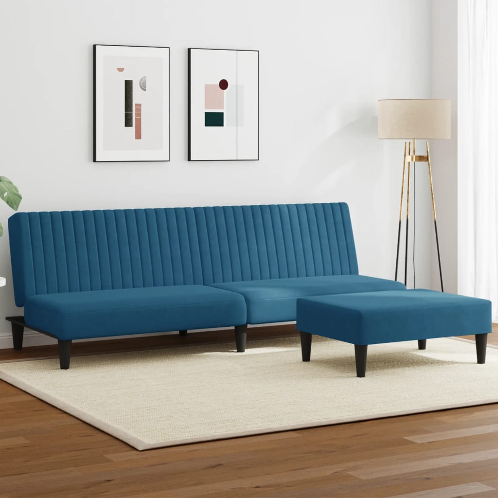 2-delige Loungeset fluweel blauw is nu te koop bij PeponiXL, paradijselijk wonen!