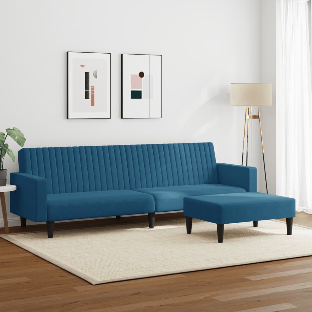 2-delige Loungeset fluweel blauw is nu te koop bij PeponiXL, paradijselijk wonen!