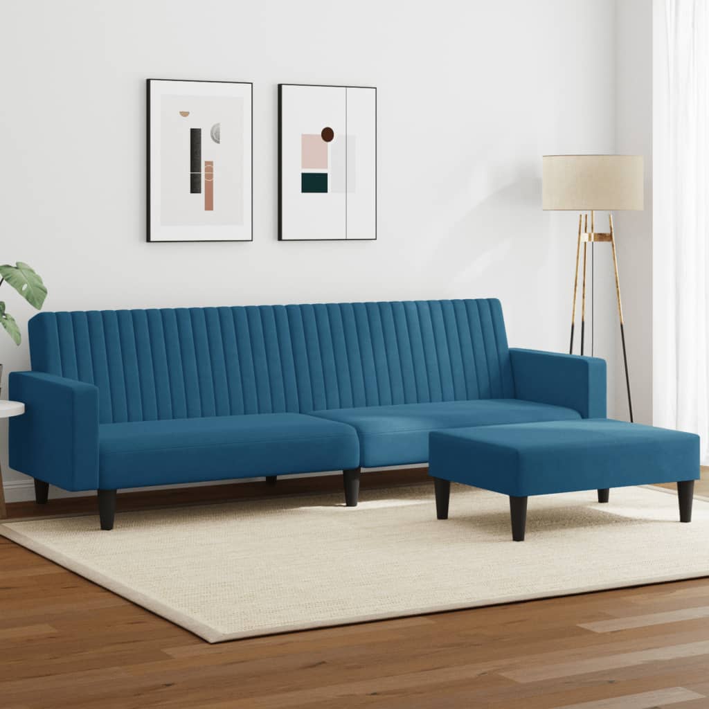 2-delige Loungeset fluweel blauw is nu te koop bij PeponiXL, paradijselijk wonen!