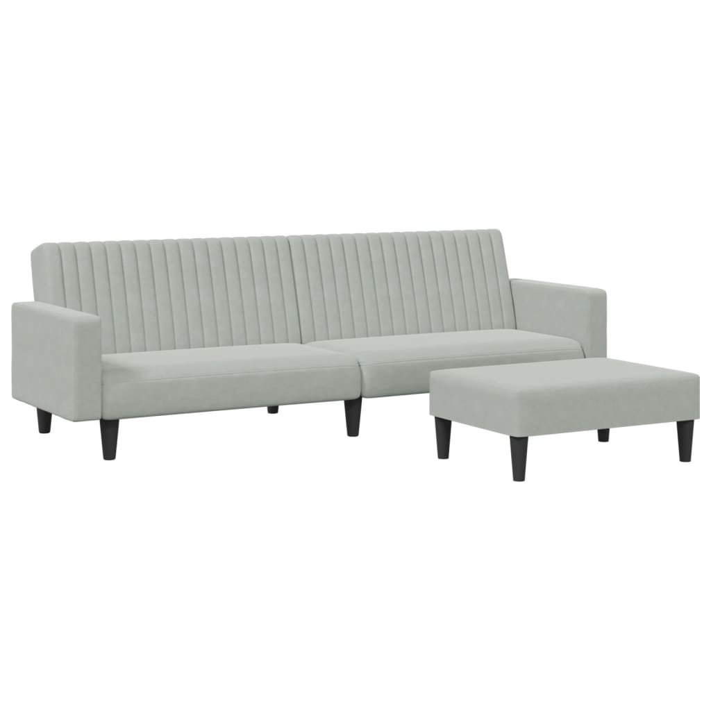 2-delige Loungeset fluweel lichtgrijs is nu te koop bij PeponiXL, paradijselijk wonen!