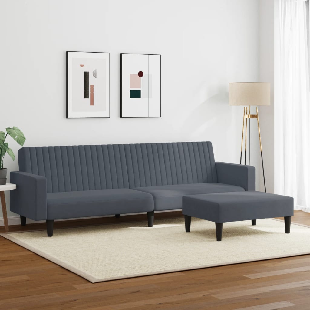 2-delige Loungeset fluweel donkergrijs is nu te koop bij PeponiXL, paradijselijk wonen!