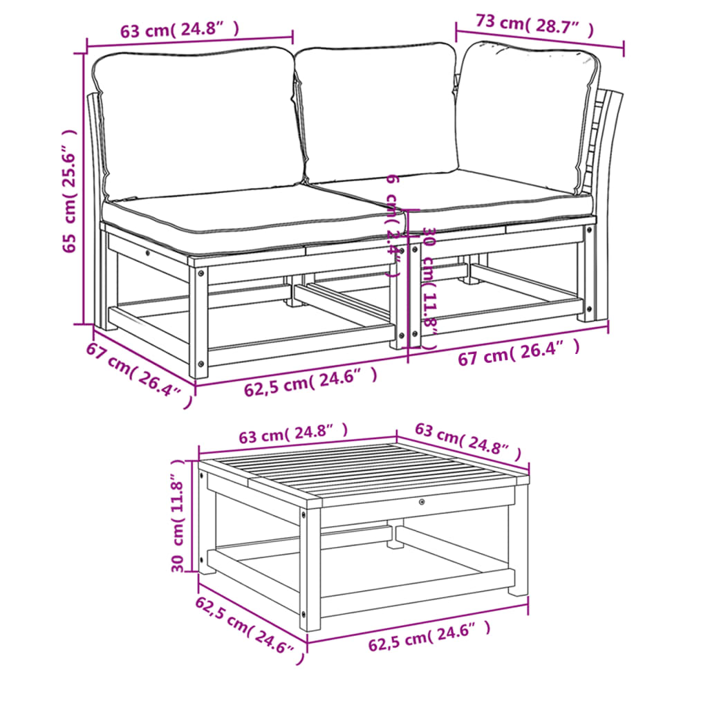 9-delige Loungeset met kussens massief acaciahout is nu te koop bij PeponiXL, paradijselijk wonen!