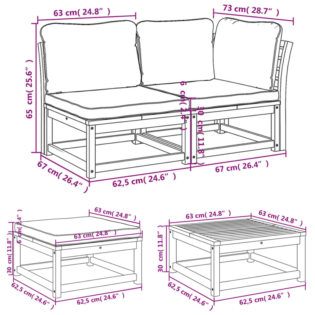 8-delige Loungeset met kussens massief acaciahout is nu te koop bij PeponiXL, paradijselijk wonen!