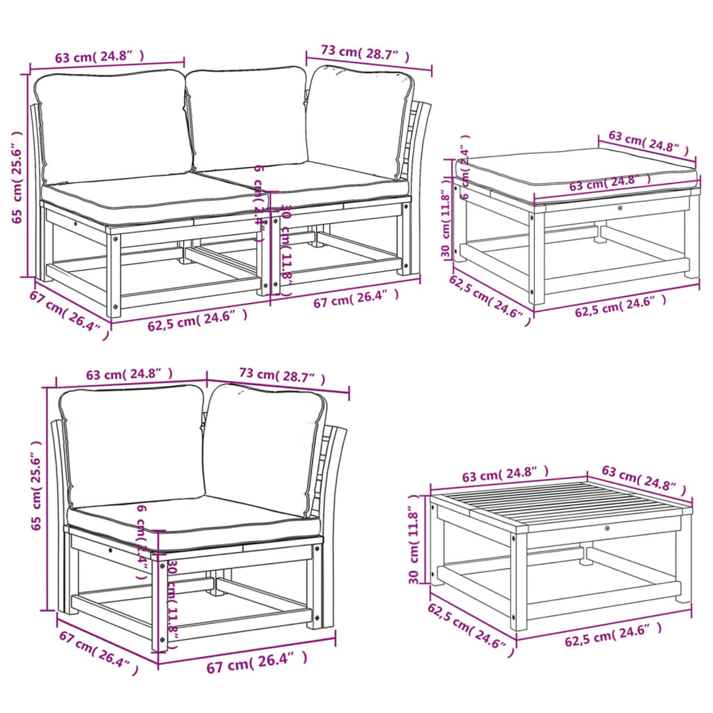 10-delige Loungeset met kussens massief acaciahout is nu te koop bij PeponiXL, paradijselijk wonen!