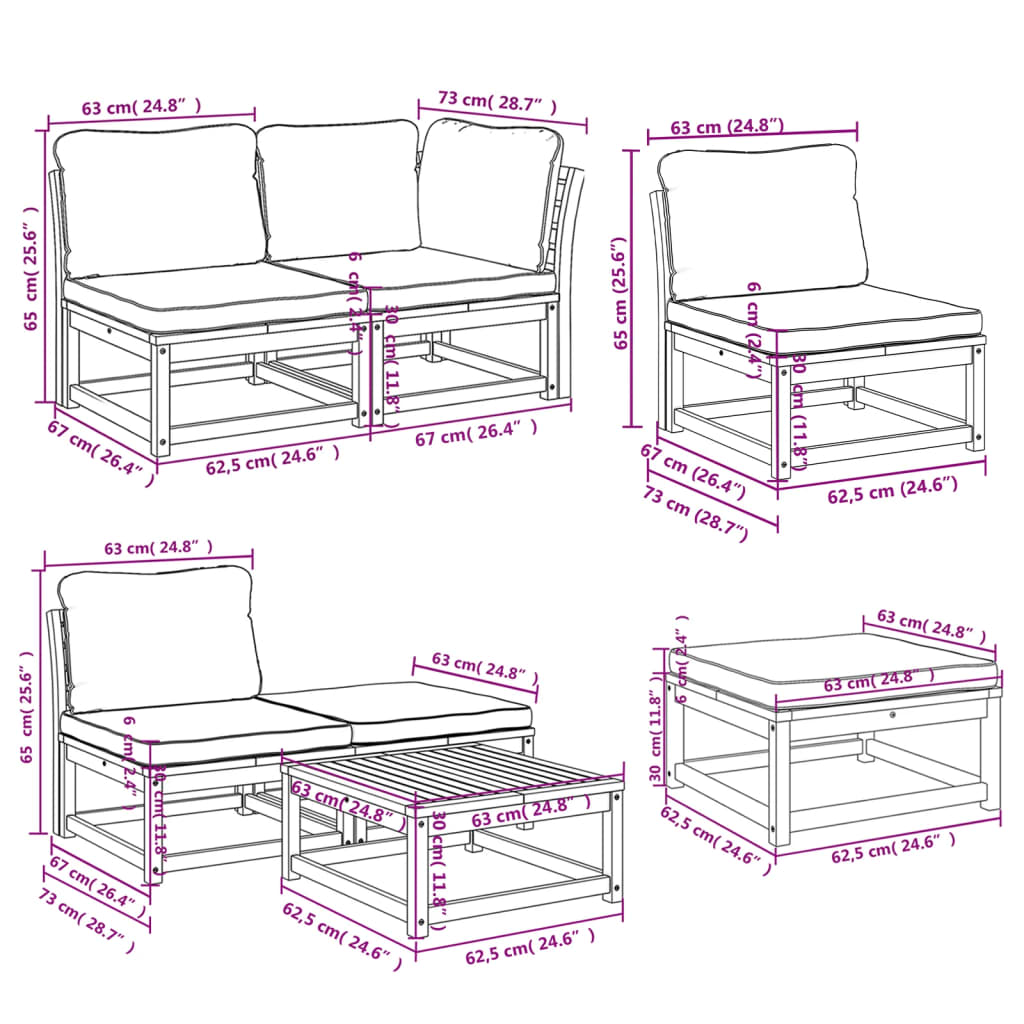 11-delige Loungeset met kussens massief acaciahout is nu te koop bij PeponiXL, paradijselijk wonen!