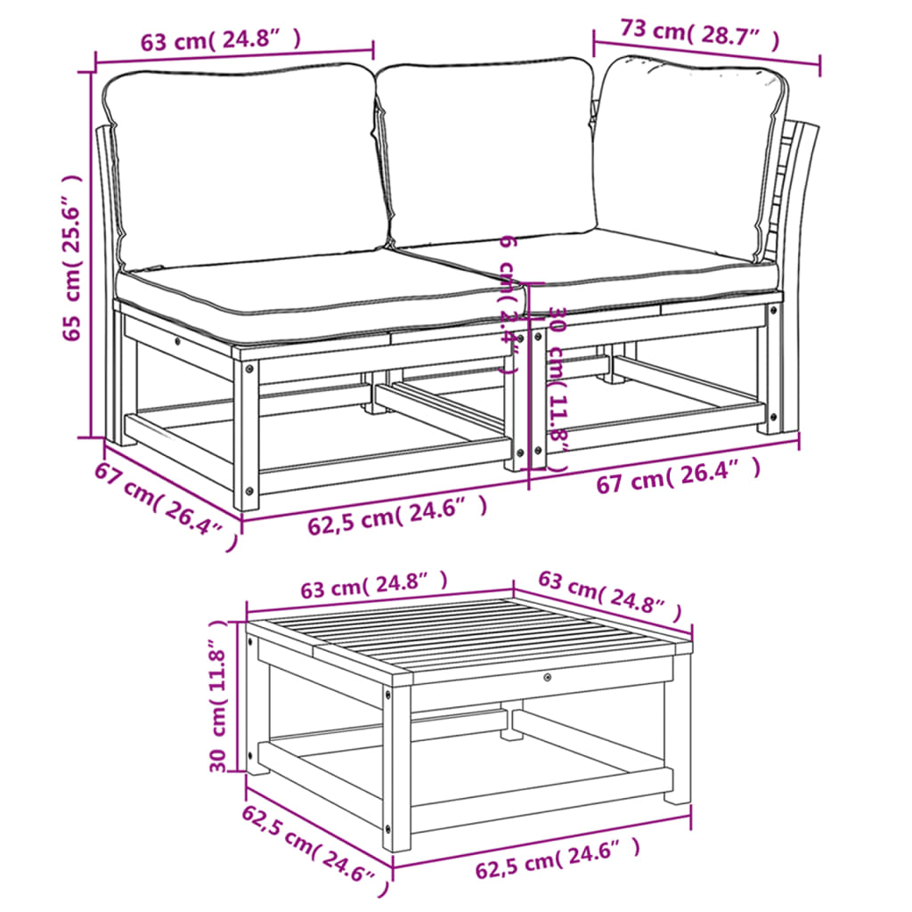 9-delige Loungeset met kussens massief acaciahout is nu te koop bij PeponiXL, paradijselijk wonen!