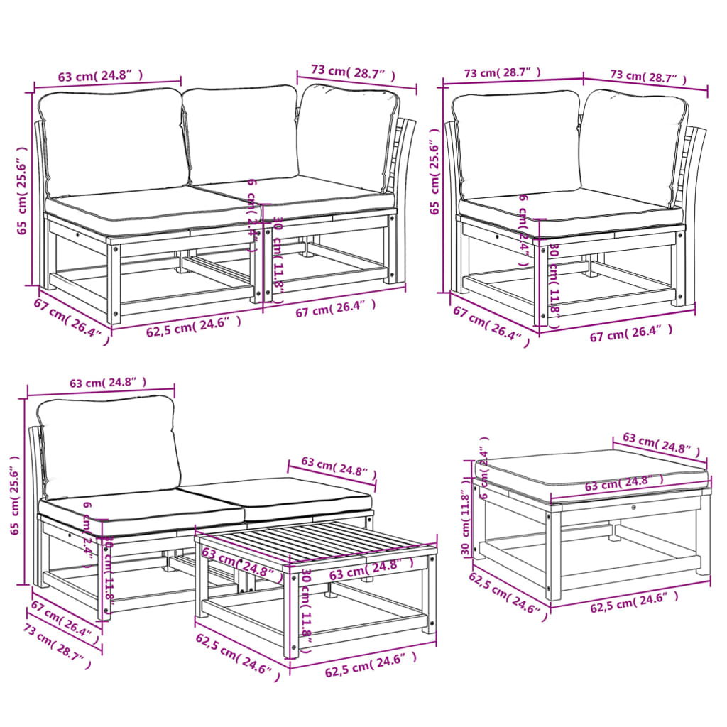 7-delige Loungeset met kussens massief acaciahout is nu te koop bij PeponiXL, paradijselijk wonen!