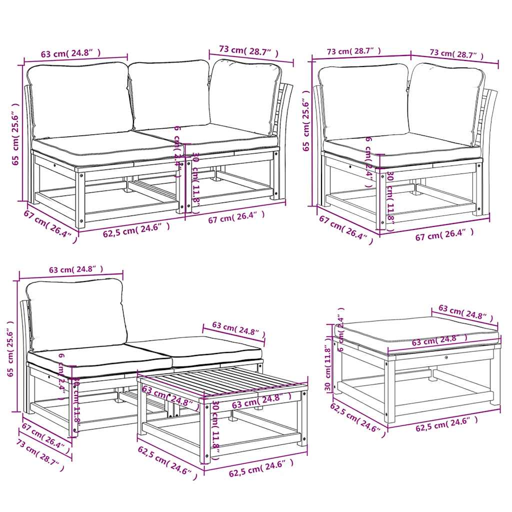 7-delige Loungeset met kussens massief acaciahout is nu te koop bij PeponiXL, paradijselijk wonen!