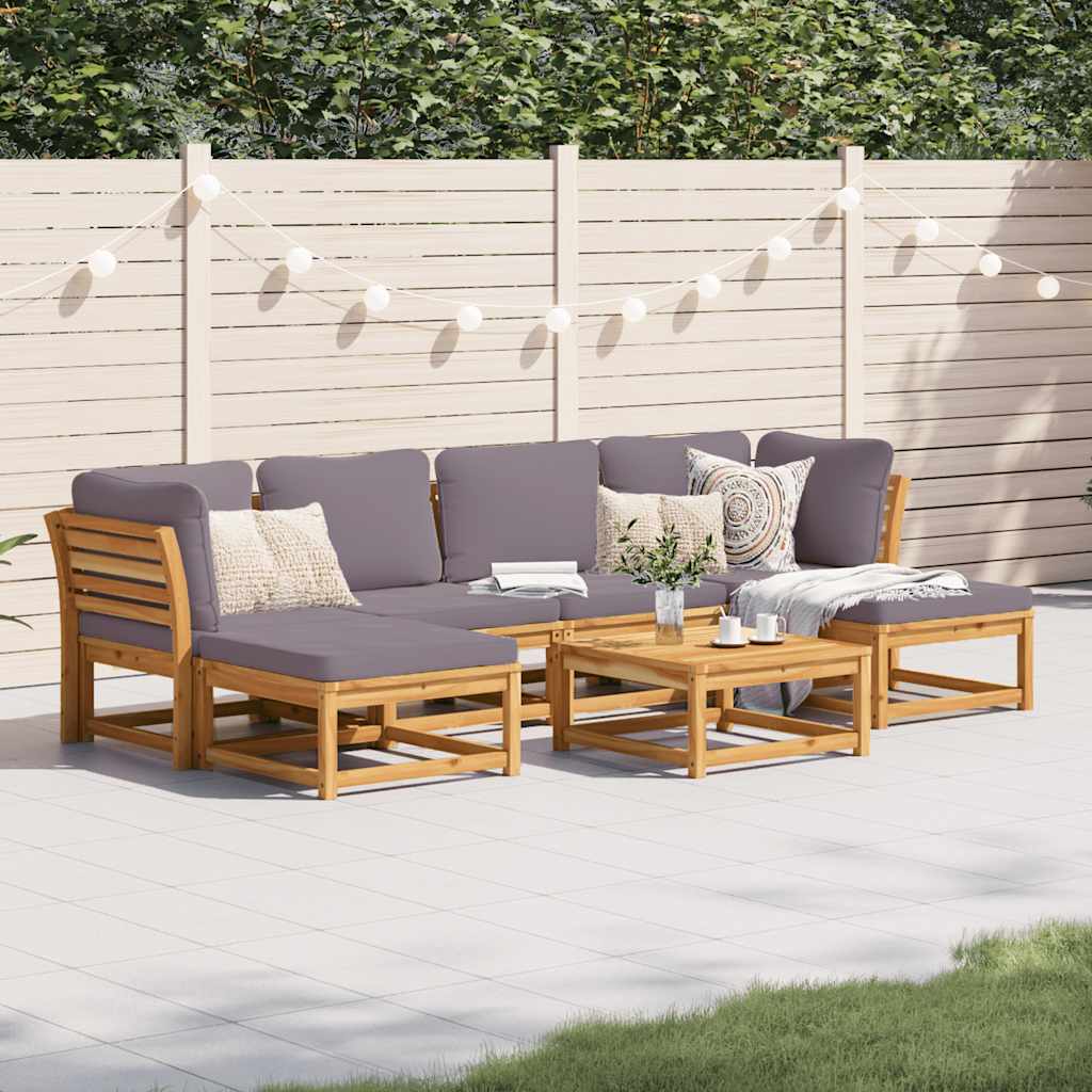 7-delige Loungeset met kussens massief acaciahout is nu te koop bij PeponiXL, paradijselijk wonen!