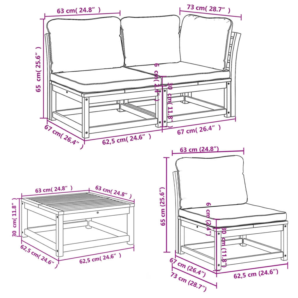 7-delige Loungeset met kussens massief acaciahout is nu te koop bij PeponiXL, paradijselijk wonen!