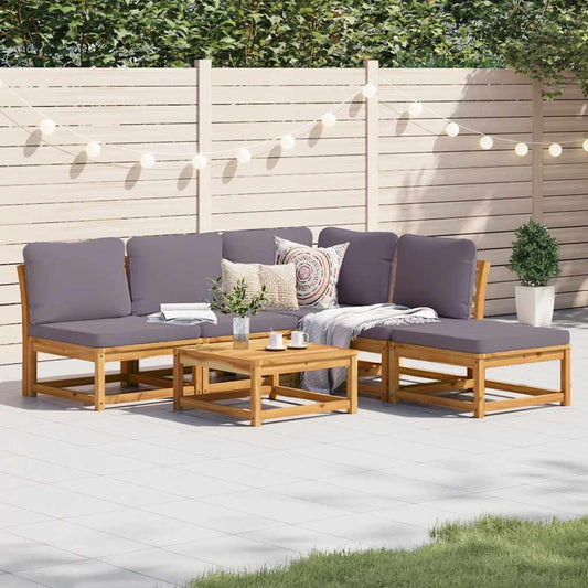 6-delige Loungeset met kussens massief acaciahout is nu te koop bij PeponiXL, paradijselijk wonen!