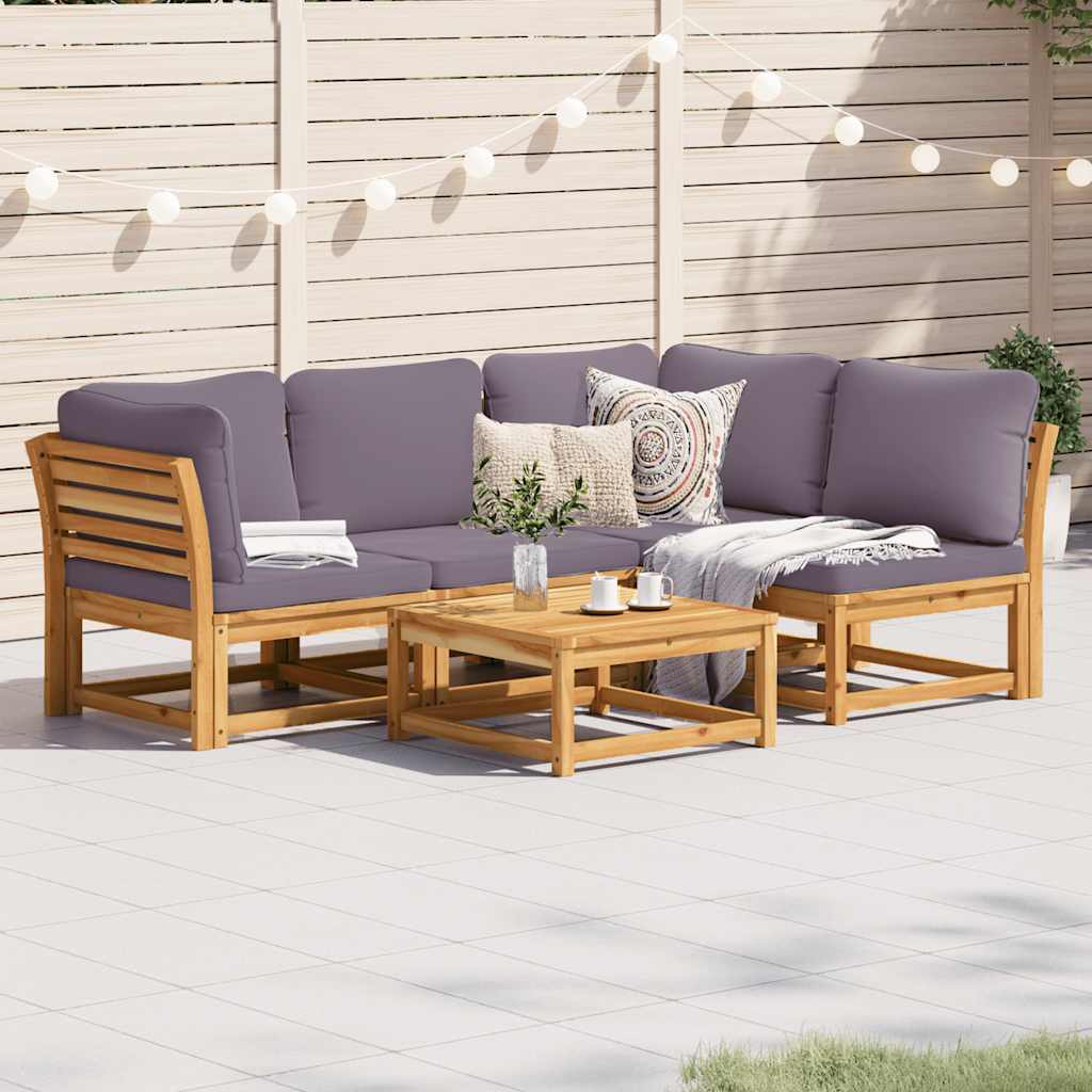 5-delige Loungeset met kussens massief acaciahout is nu te koop bij PeponiXL, paradijselijk wonen!