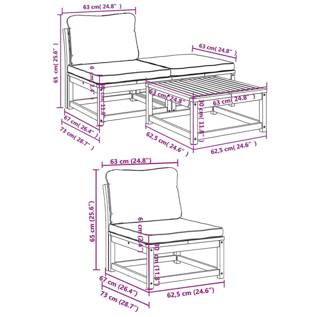 4-delige Loungeset met kussens massief acaciahout is nu te koop bij PeponiXL, paradijselijk wonen!