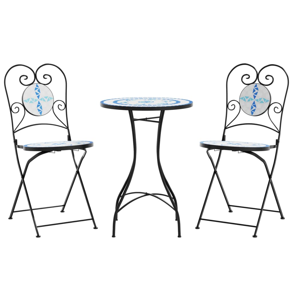 Bistroset mozaïek ijzer en keramiek blauw en wit is nu te koop bij PeponiXL, paradijselijk wonen!