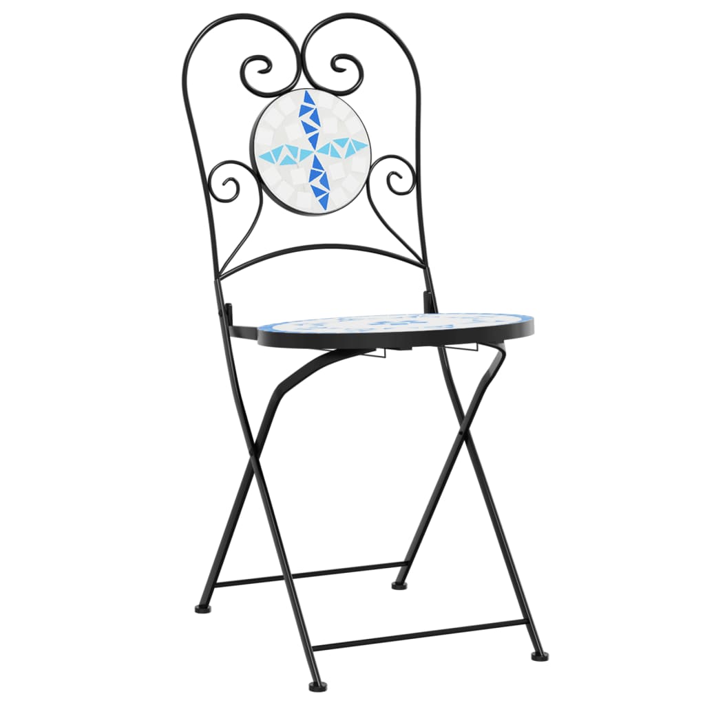 Bistroset mozaïek ijzer en keramiek blauw en wit is nu te koop bij PeponiXL, paradijselijk wonen!