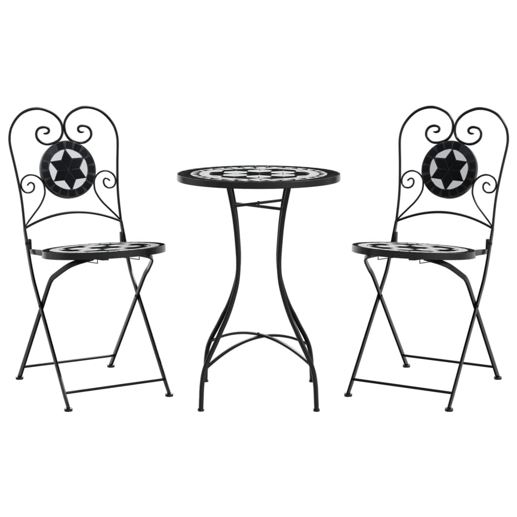 Bistroset mozaïek ijzer en keramiek zwart en wit is nu te koop bij PeponiXL, paradijselijk wonen!