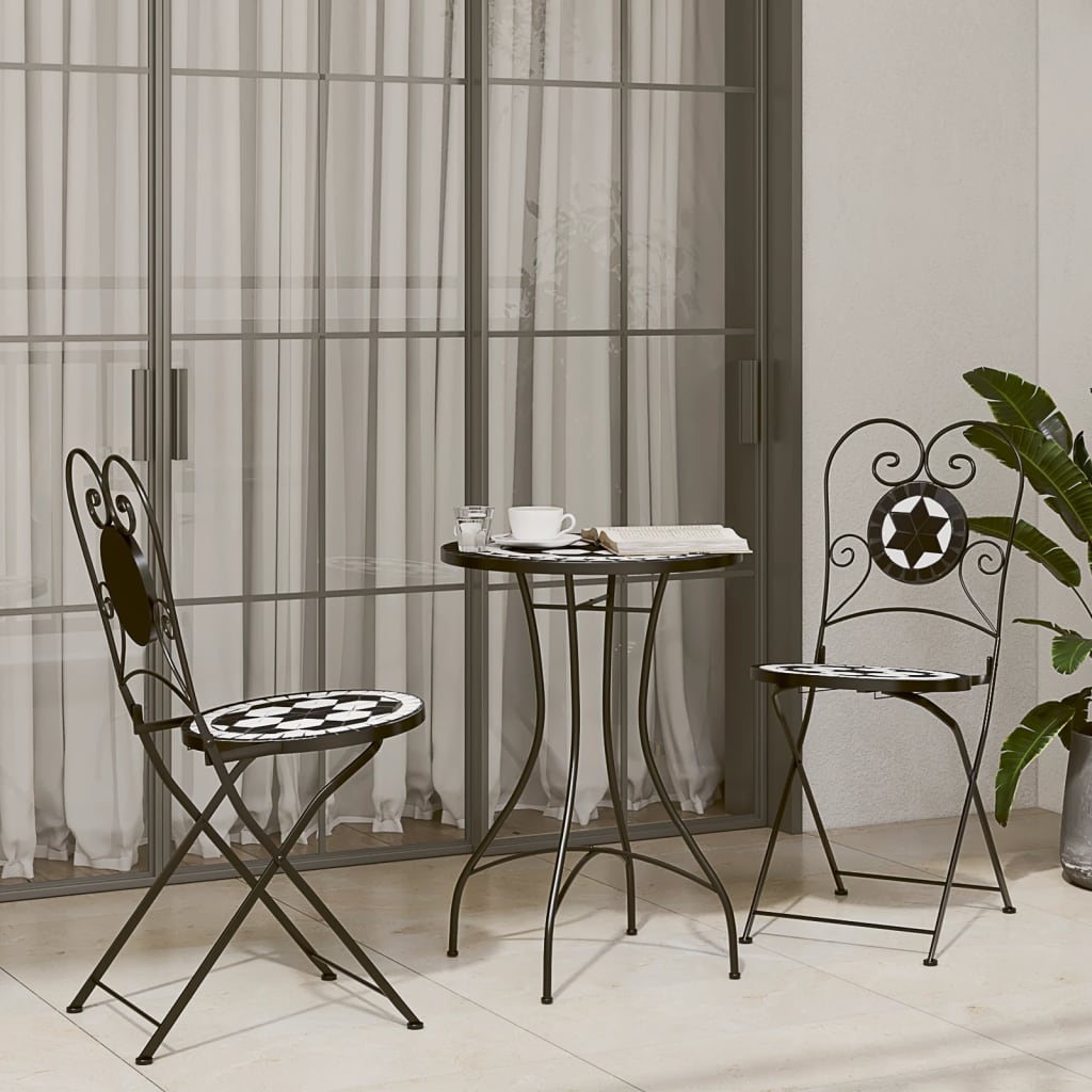 Bistroset mozaïek ijzer en keramiek zwart en wit is nu te koop bij PeponiXL, paradijselijk wonen!