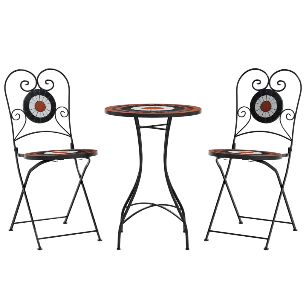 Bistroset mozaïek ijzer en keramiek terracottakleurig en wit is nu te koop bij PeponiXL, paradijselijk wonen!
