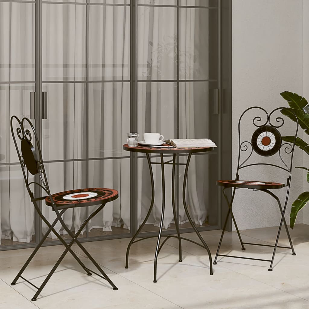 Bistroset mozaïek ijzer en keramiek terracottakleurig en wit is nu te koop bij PeponiXL, paradijselijk wonen!