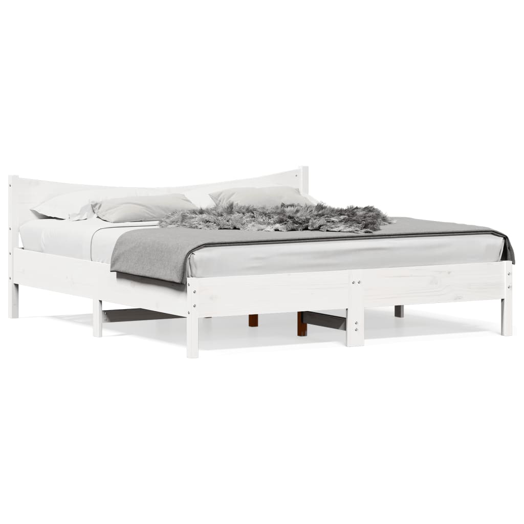 Bedframe zonder matras massief grenenhout wit 200x200 cm is nu te koop bij PeponiXL, paradijselijk wonen!