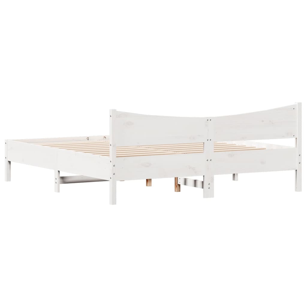 Bedframe zonder matras massief grenenhout wit 200x200 cm is nu te koop bij PeponiXL, paradijselijk wonen!