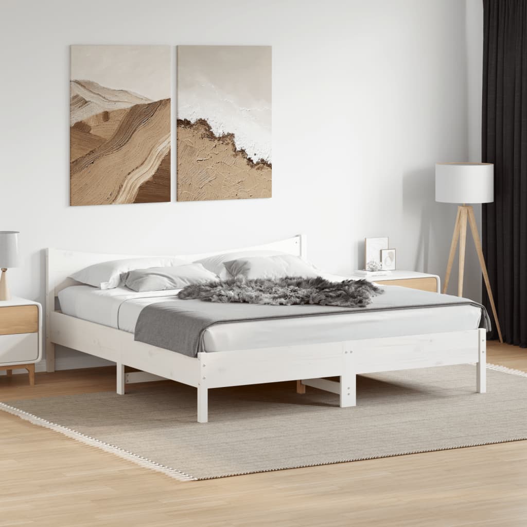 Bedframe zonder matras massief grenenhout wit 200x200 cm is nu te koop bij PeponiXL, paradijselijk wonen!