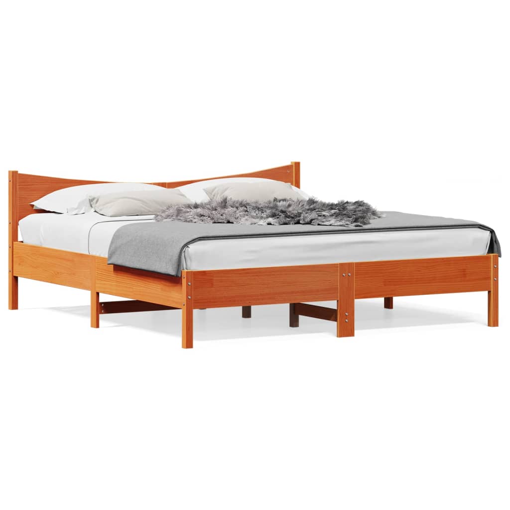 Bedframe zonder matras massief grenenhout wasbruin 200x200 cm is nu te koop bij PeponiXL, paradijselijk wonen!