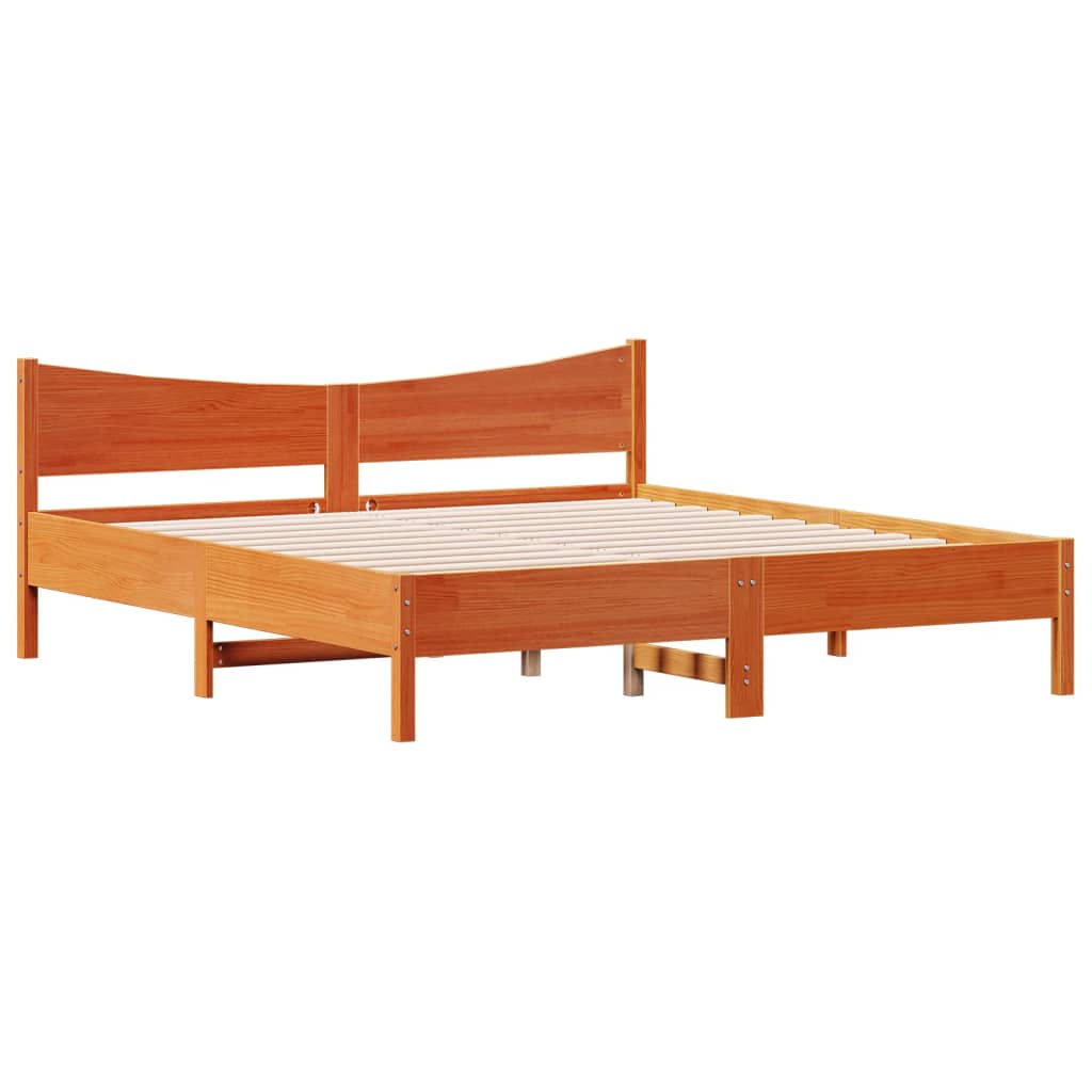 Bedframe zonder matras massief grenenhout wasbruin 200x200 cm is nu te koop bij PeponiXL, paradijselijk wonen!