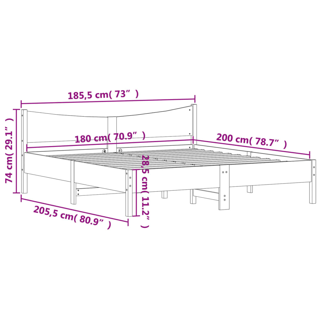 Bedframe zonder matras massief grenenhout wit 180x200 cm is nu te koop bij PeponiXL, paradijselijk wonen!