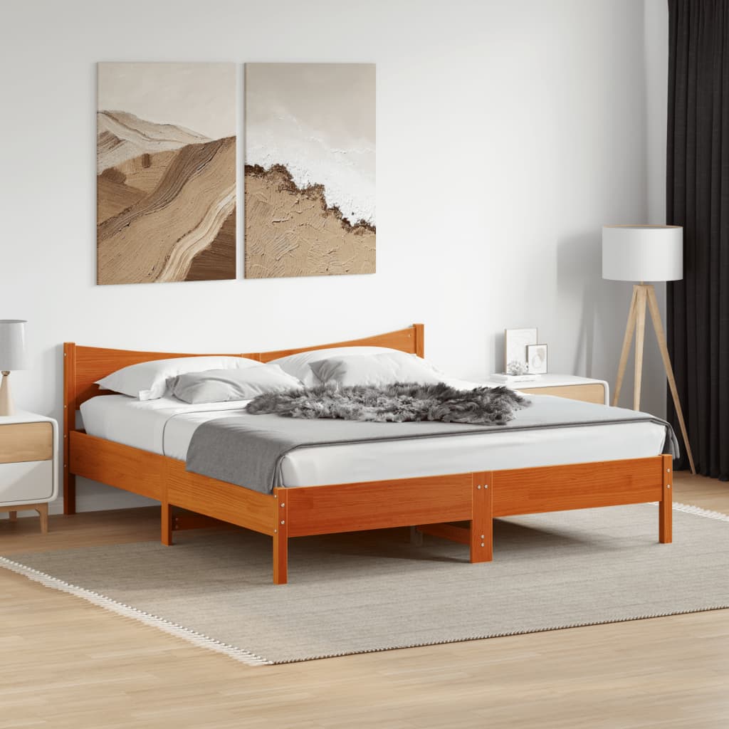 Bedframe zonder matras massief grenenhout wasbruin 180x200 cm is nu te koop bij PeponiXL, paradijselijk wonen!