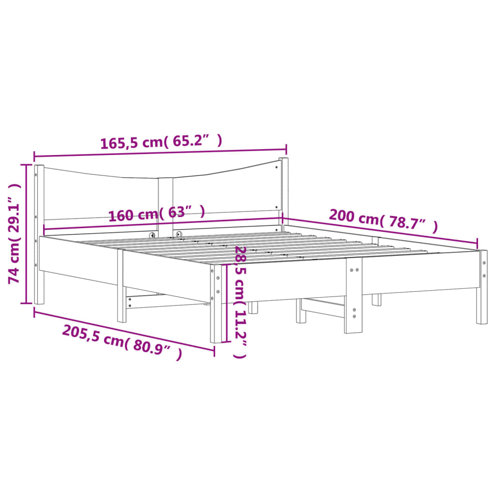 Bedframe zonder matras massief grenenhout 160x200 cm is nu te koop bij PeponiXL, paradijselijk wonen!