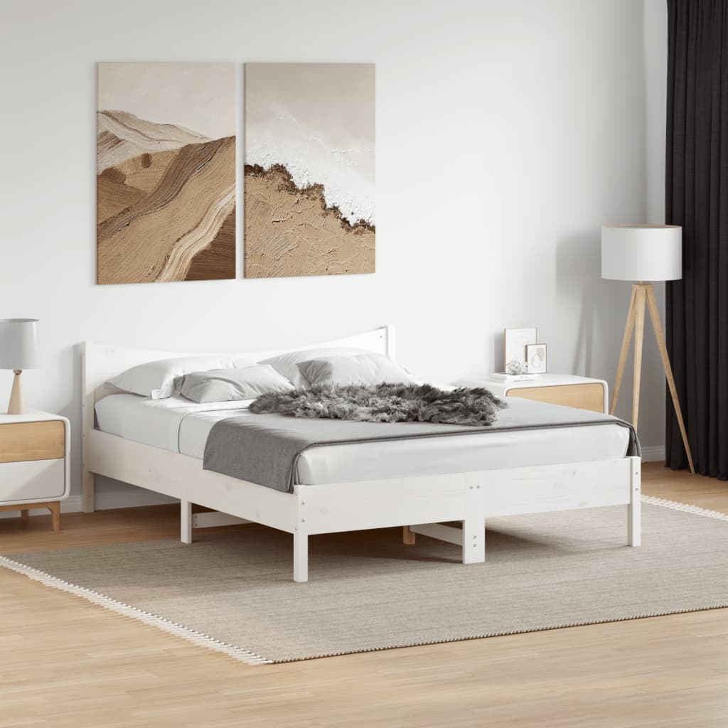Bedframe zonder matras massief grenenhout wit 160x200 cm is nu te koop bij PeponiXL, paradijselijk wonen!