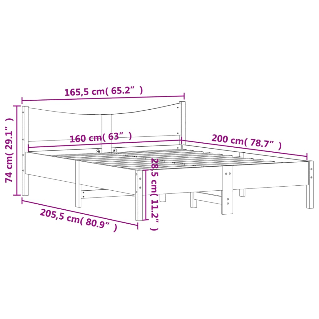 Bedframe zonder matras massief grenenhout wasbruin 160x200 cm is nu te koop bij PeponiXL, paradijselijk wonen!