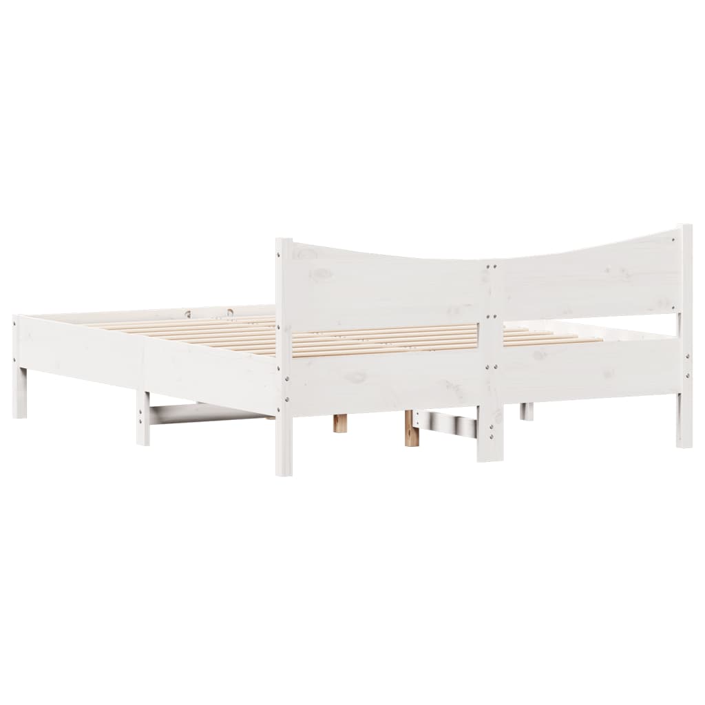 Bedframe zonder matras massief grenenhout wit 150x200 cm is nu te koop bij PeponiXL, paradijselijk wonen!
